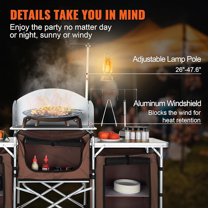 VEVOR Camping Kitchen Table, Folding Outdoor Cooking Table - Image 8
