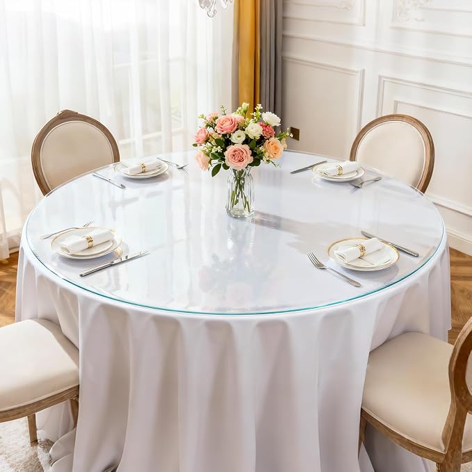 Round Frosted Table Cover Protector 42 Inch - 2mm Thick Waterproof PVC - Image 7