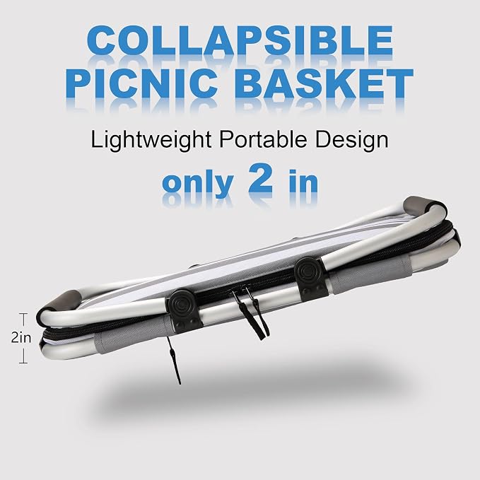 SIYUAN 30L Picnic Basket with Handles Leakproof Large Stripped Insulated Cooler - Image 3