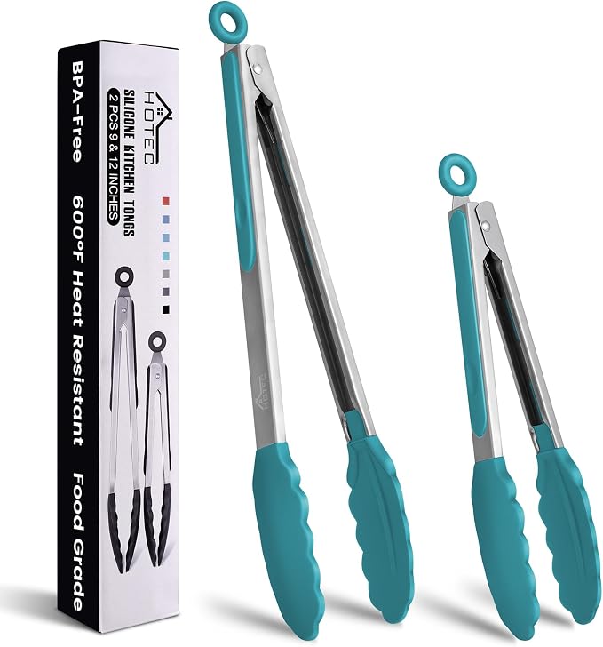 HOTEC Premium Stainless Steel Locking Kitchen Tongs by Hotec