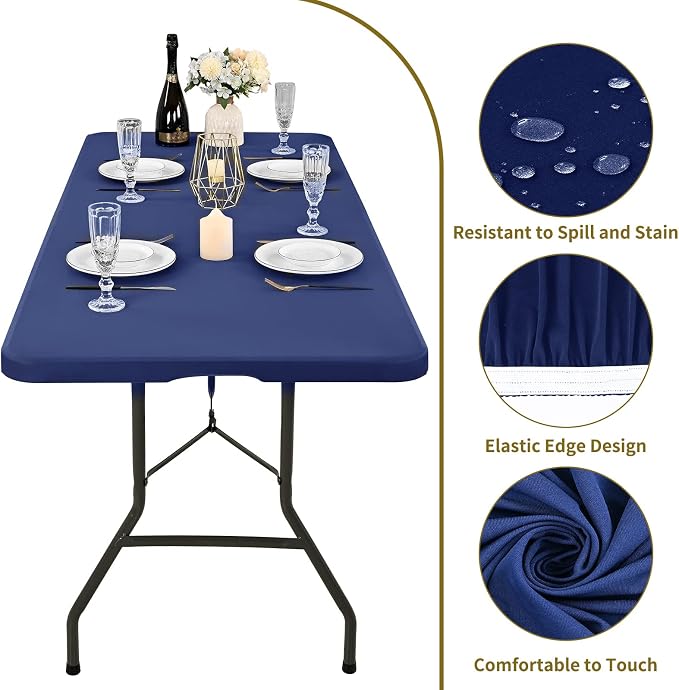10 Pack Stretch Fabric Table Top Cap Cover, fits 6' Tables, Spandex Table - Image 3