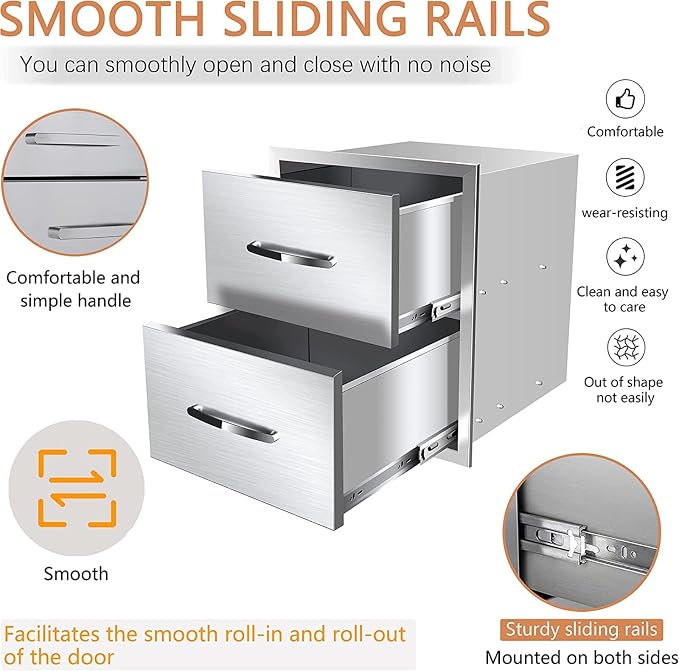 Outdoor Kitchen Drawers, Flush Mount Triple Access BBQ Drawers - Image 3