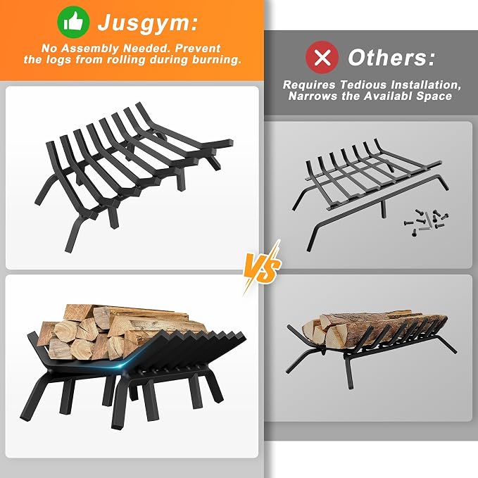 Fireplace Grate 30 Inch with 8 Support Legs, Solid Steel Heavy Duty Fireplace - Image 6