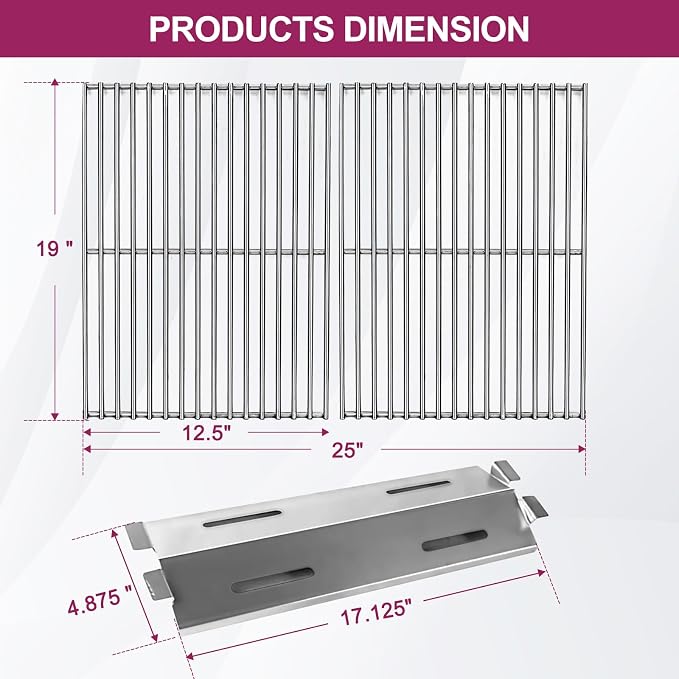17 1/8" Stainless Steel 93281 Heat Plates and 19" Grill Grate Replacement Parts - Image 2