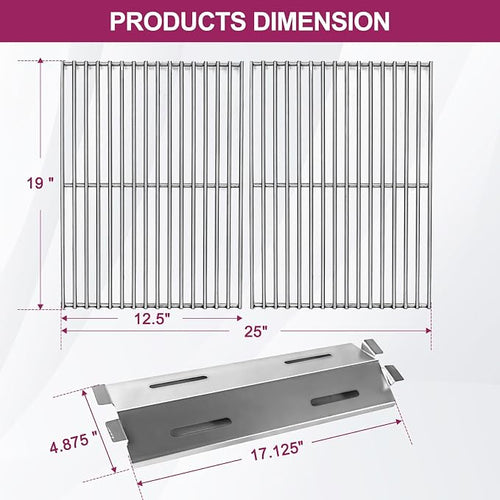 17 1/8" Stainless Steel 93281 Heat Plates and 19" Grill Grate Replacement Parts - Image 2