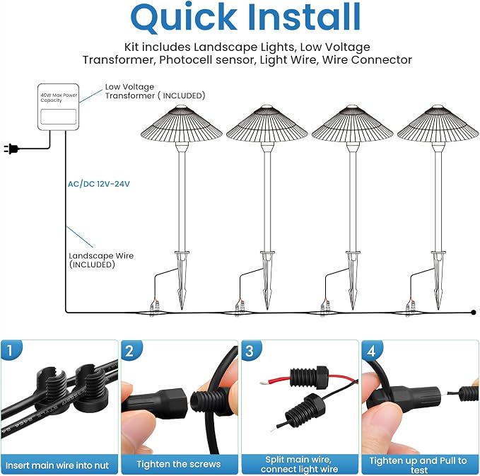 Landscape Lighting Pathway Lights 4 Pack, 5W Low Voltage LED Outdoor Garden - Image 8