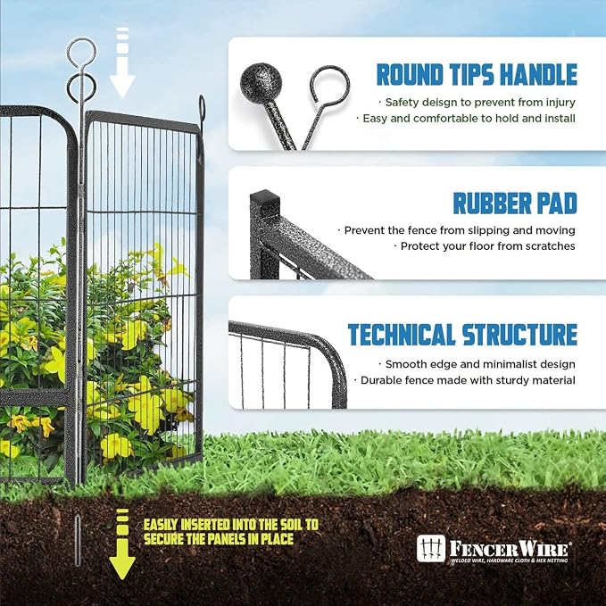 Fencer Wire Decorative Wire Fence, Panel Decor, Heavy Duty Iron Landscape Patio - Image 6