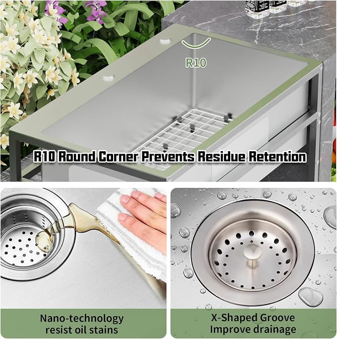30x18 Inch Stainless Steel Utility Sink-Freestanding Laundry Sink Practicality - Image 3
