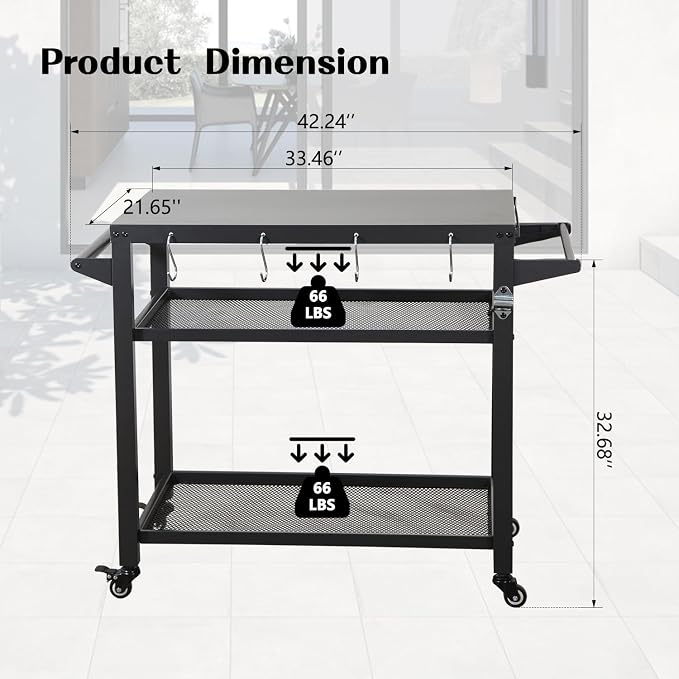 Domi 3-Tier Outdoor BBQ Grill Cart - Image 4