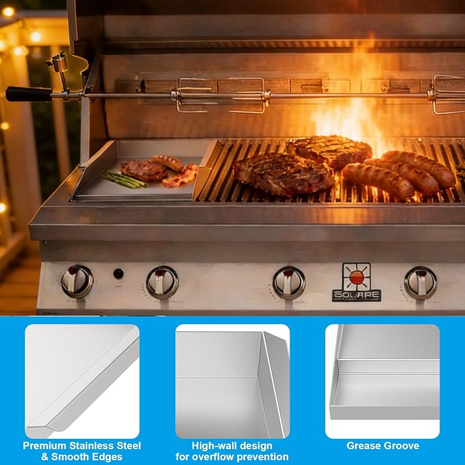 Half Size Griddle Plate for Solaire 30 42 and 56 Inch Grills Stainless Steel - Image 5