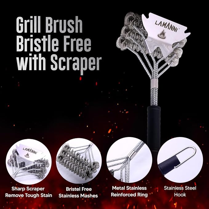 BBQ Grill Brush and Scraper 18” Heavy Duty Stainless Steel Grill Cleaner - Image 4