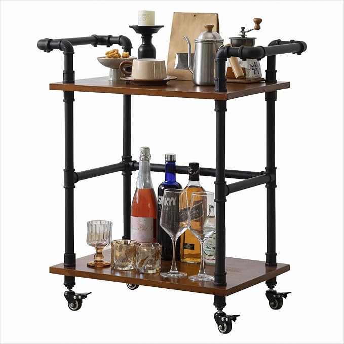 Industrial Pipe Bar Carts/Serving Carts/Kitchen Carts/Wine Rack Carts on Wheels - Image 7