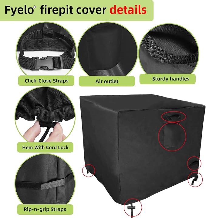 32 Inch Gas Fire Pit Cover for 28-32 Inch Square Fire Pit Tables, Heavy Duty - Image 3