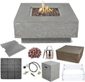 Elementi | Bundle Manhattan Gas Fire Pit Cast Concrete 36" Square Fire Table by AMSFireplaceInc