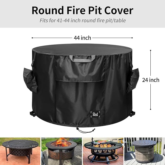 Fire Pit Cover, Heavy-Duty Waterproof Tear-Resistant FirePit Covers Round - Image 2