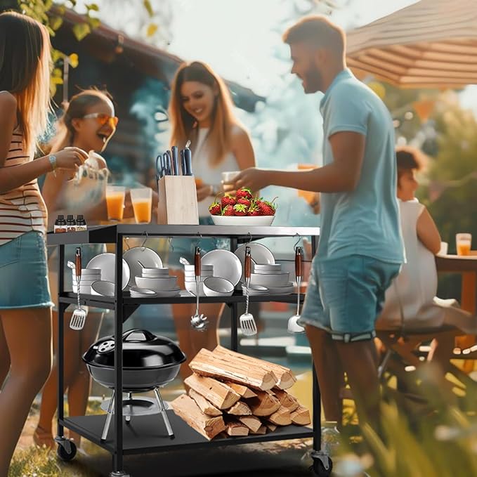 Outdoor Pizza Oven Table, Three-Shelf Outdoor Table - Image 8