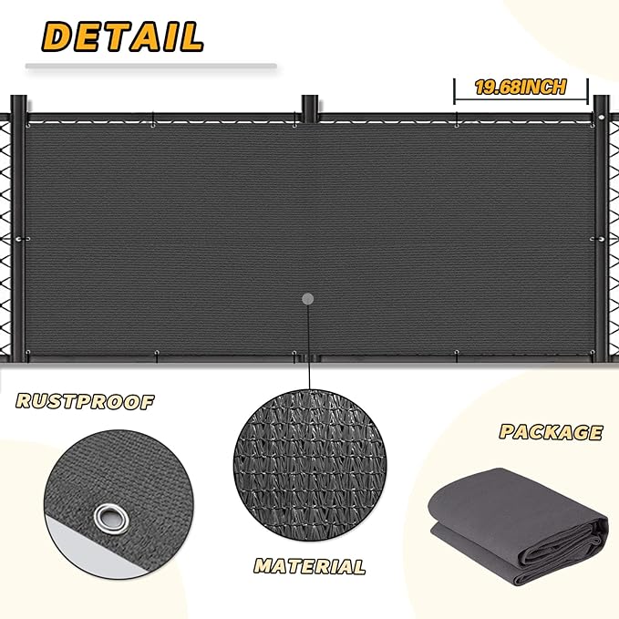 LOVE STORY 3'x12' Dark Grey Balcony Screen Privacy Fence Cover UV Protection - Image 4