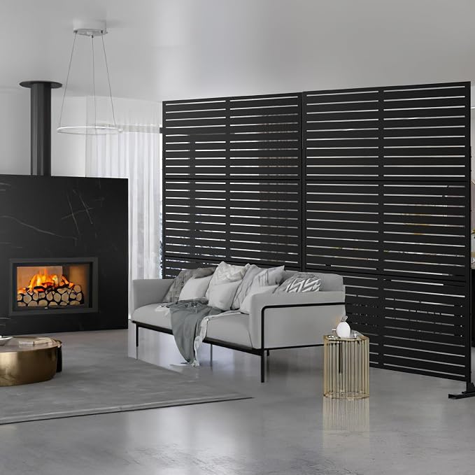 Metal Privacy Screen Outdoor 72" H×47" W, Freestanding Decorative Privacy Screen - Image 5