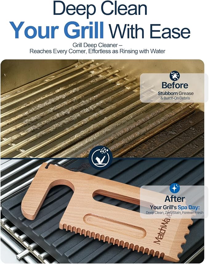 Wooden Grill Scraper, Grill Grate Cleaner - Image 6