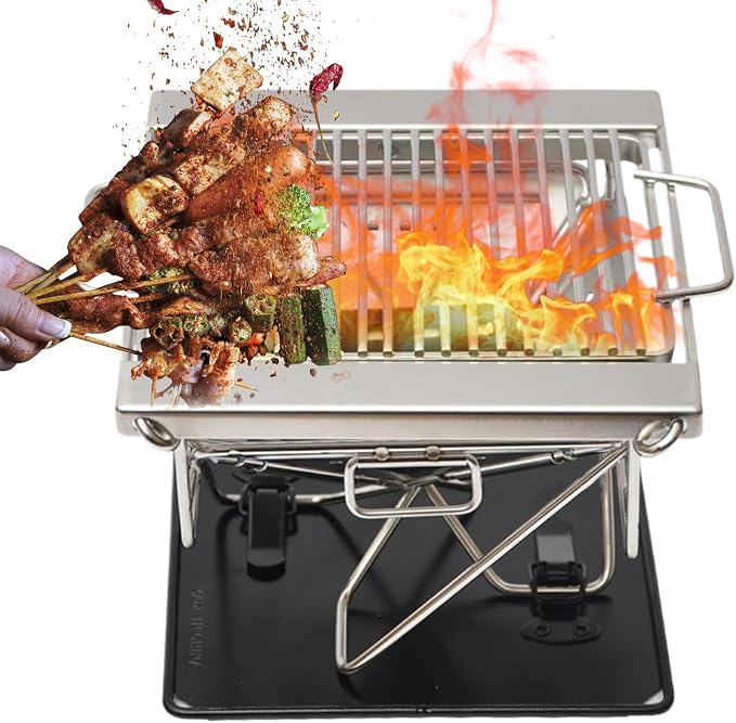 Portable Grill | Stainless Steel Folding Cooking Accessories | Small Charcoal - Image 9