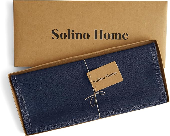 Solino Home Navy Blue Linen Table Runner 60 Inches - Image 5