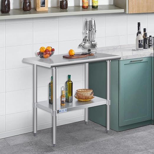 Hally Stainless Steel Table for Prep & Work 24 x 36 Inches, NSF Commercial - Image 2