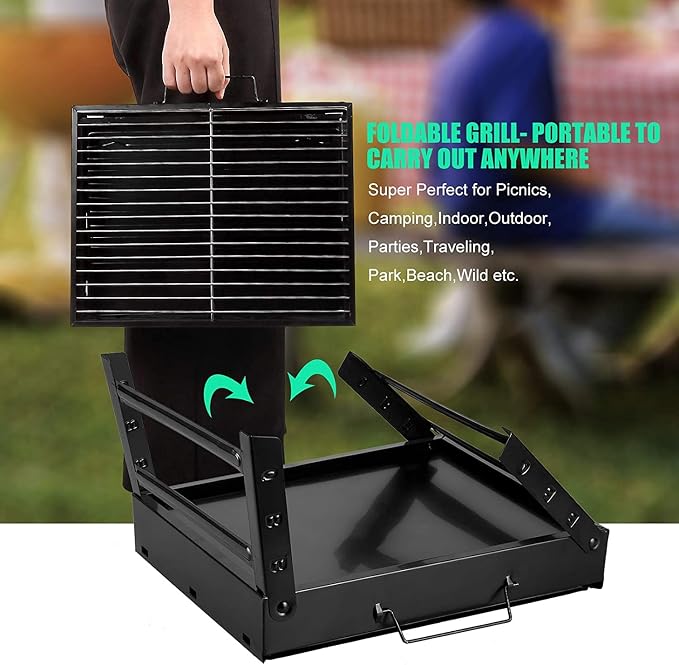 Folding Portable Barbecue Charcoal Grill, Barbecue Desk Tabletop Outdoor - Image 7