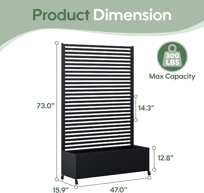 Metal Planter Box with Trellis Privacy Screen, Raised Garden Bed with Trellis & - Image 6