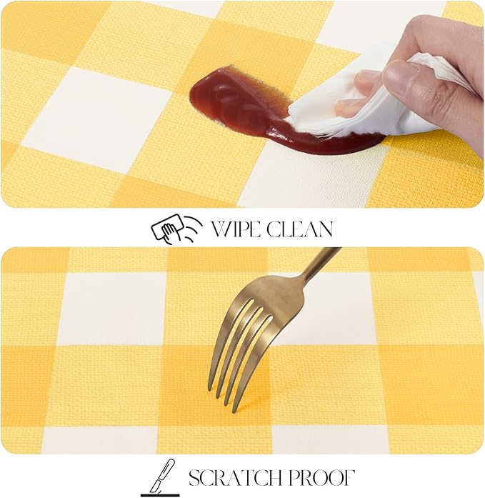 MOSAYT Rectangle Vinyl Tablecloth, 100% Waterproof Buffalo Gingham Plastic - Image 7