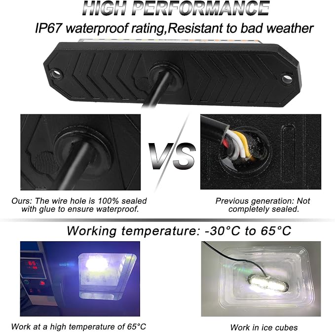 ASPL 8pcs Sync Feature Ultra Slim 12-LED Surface Mount Flashing Strobe Lights - Image 3