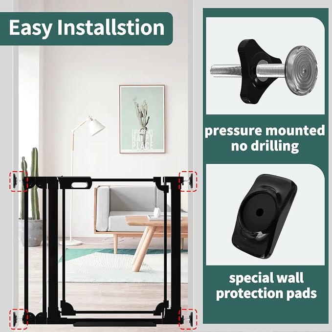 Clear Baby Gate for Stairs, 57.87-66.14" Wide, Auto Close Acrylic Pet Gate - Image 6