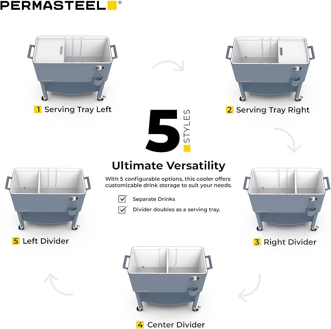 Permasteel 80 Quart Party Cooler, Rolling Ice Chest - Image 3