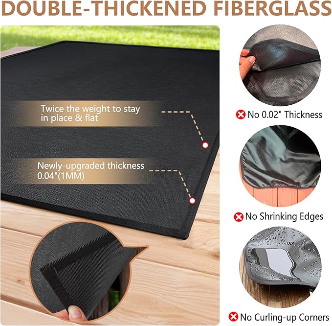 Grill Pads Floor Mat 48x30 Inch, Fiberglass Core, Silicone Coated