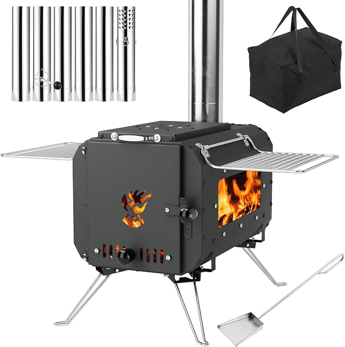 Wood Burning Stove, Hot Tent Stove, Folding Portable Wood Stove by TROPOW