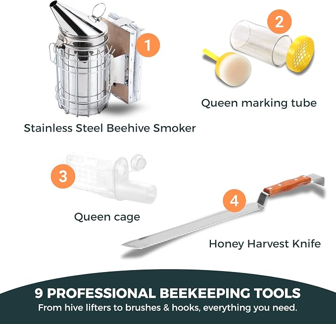 SunVara Bee Keeping Starter Kit Beekeeping Supplies, Bee Keeping Supplies-All - Image 3