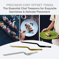 Tongs: Gold Stainless Steel Offset Precision Tweezers, 9.3-Inch
