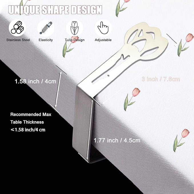 CUNGLIN Tablecloth Clips for Outdoor Tables, Tulip Shape Picnic Table Cloth - Image 2