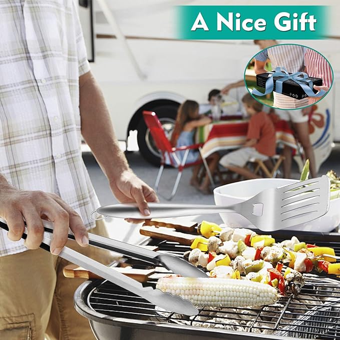 Barbecue Tool Set, 5-Piece Stainless Steel Grilling Kit, 18 Inch