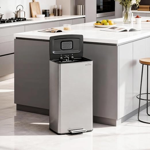 mVm Kitchen Trash Can, 40Liter / 10.6 Gal Brushed Stainless Steel Trash Can - Image 9