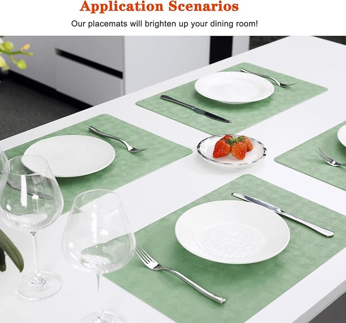 Vinyl Placemats Set of 6 Heat Resistant Easy Clean Non-Slip Place Mats - Image 5