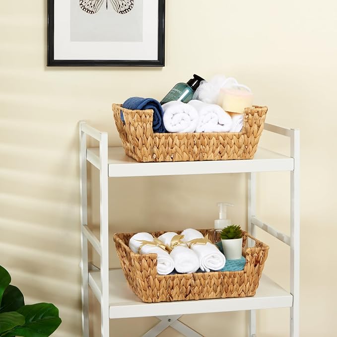 Wicker Baskets 2 Pack, Water Hyacinth Wicker Storage Basket - Image 6
