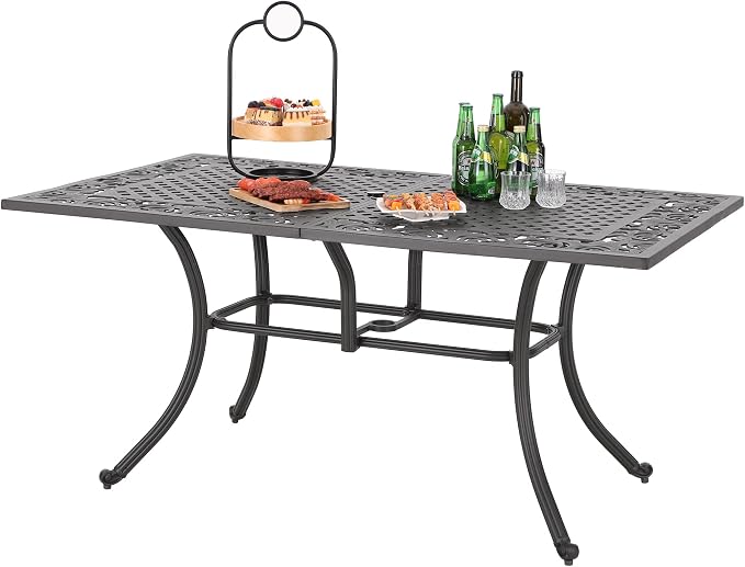 Sophia & William 6-Person Rectangular Cast Aluminium Outdoor Dining Table by SophiaWilliam