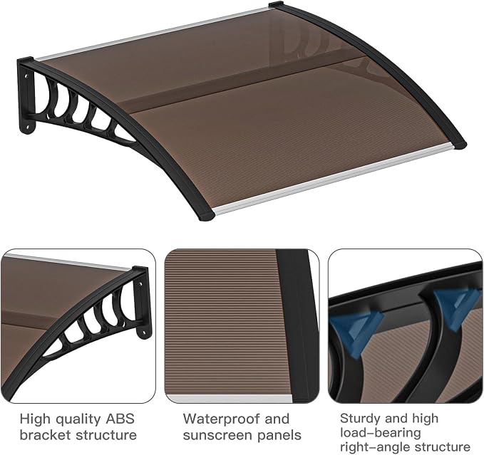 Simply-Me 40" x 40" Door Window Awning Polycarbonate Cover Front Door Outdoor - Image 4