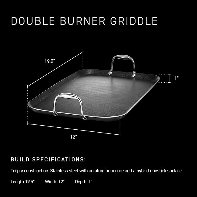 Griddle with 18 x 11 Inch Nonstick Tri-Ply Surface, Induction Ready