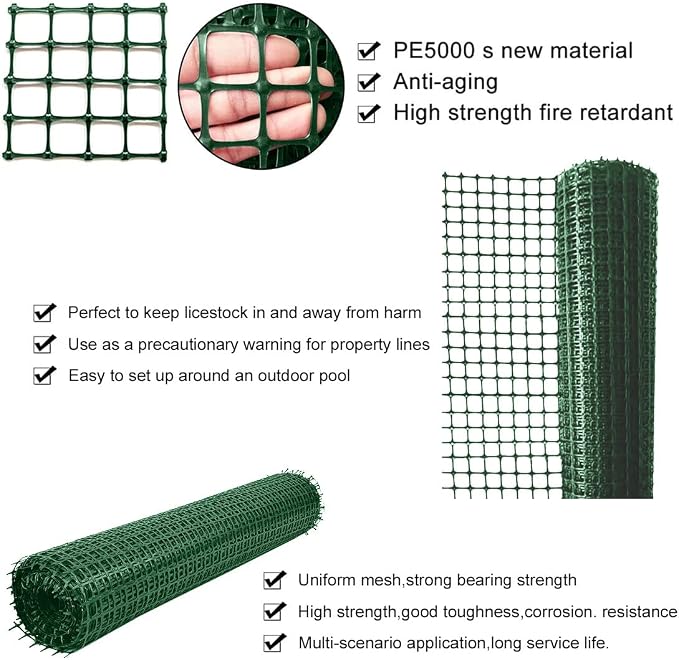 Plastic Garden Fence Animal Barrier, 3.28 x 66 FT Heavy Duty Hard Plastic Mesh - Image 4