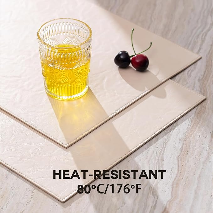 Faux Leather Placemats Set of 8 Vinyl Washable Wipeable Table Mats - Image 4