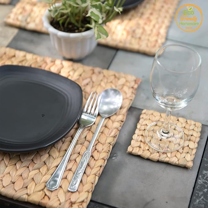 Boho Place Mats Set of 10, Square Table Mats Set of 10, Woven Placemats - Image 5