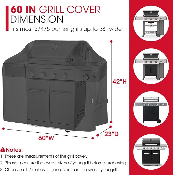 Unicook Grill Cover 60 Inch for Outdoor Grill, Heavy Duty Waterproof BBQ Cover - Image 2