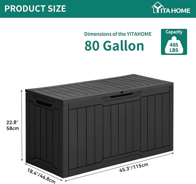 YITAHOME 80-Gallon Waterproof Resin Outdoor Storage Box, Lockable Storage - Image 7