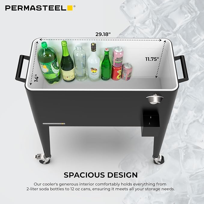 Permasteel 80 Quart Party Cooler, Rolling Ice Chest - Image 8